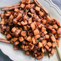 baked sweet potatoes on a white plate