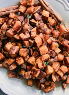baked sweet potatoes on a white plate